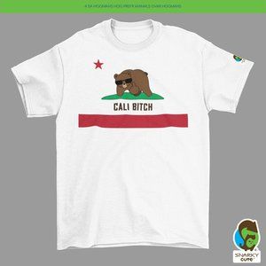 Cali B!tch California Bear Flag Elements T-Shirt WHITE